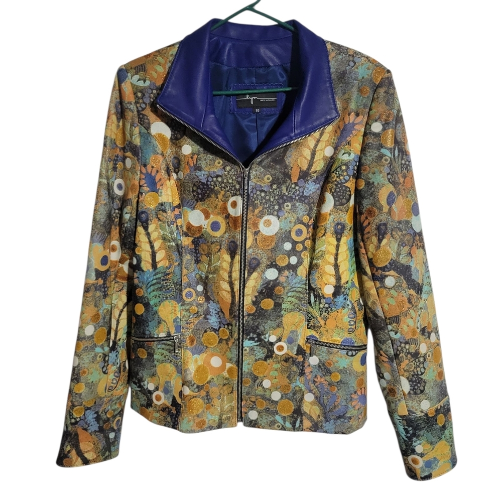 Lyn Canada Lamb Leather Printed Jacket